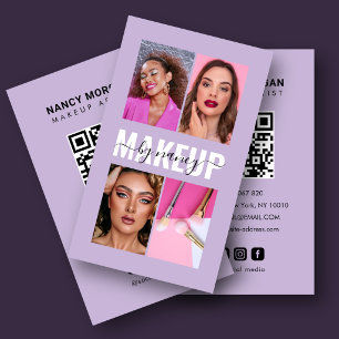 Cartão De Visita Artista de Maquiagem 4 Código QR de Grade de Fotos