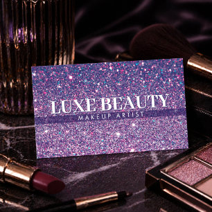 Cartão De Visita Artista de Maquiagem Brilho Roxo Luxuoso Minimalis