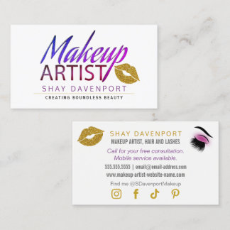 Cartão De Visita Artista de Maquiagem Cabelo e Cílios