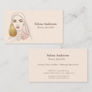 Cartão De Visita Artista de Maquiagem Chic Salão de Cabelo Linha Ar