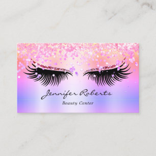 Cartão De Visita Artista de Maquiagem Cílios Glitter Holográfico QR