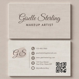 Cartão De Visita Artista de Maquiagem Código QR Elegante Moderno Be