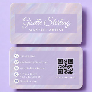 Cartão De Visita Artista de Maquiagem Código QR Iridescente Profiss