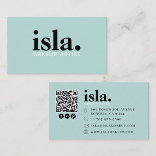 Cartão De Visita Artista de Maquiagem Código QR Minimalista Moderno