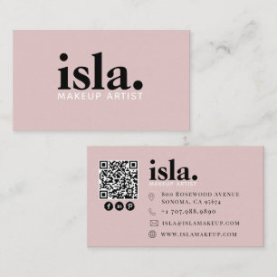 Cartão De Visita Artista de Maquiagem Código QR Minimalista Moderno