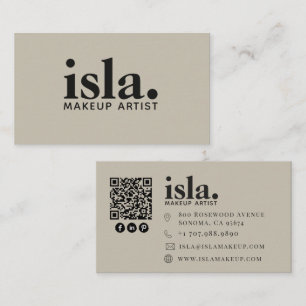 Cartão De Visita Artista de Maquiagem Código QR Minimalista Moderno