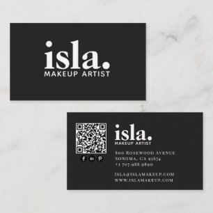 Cartão De Visita Artista de Maquiagem Código QR Minimalista Moderno