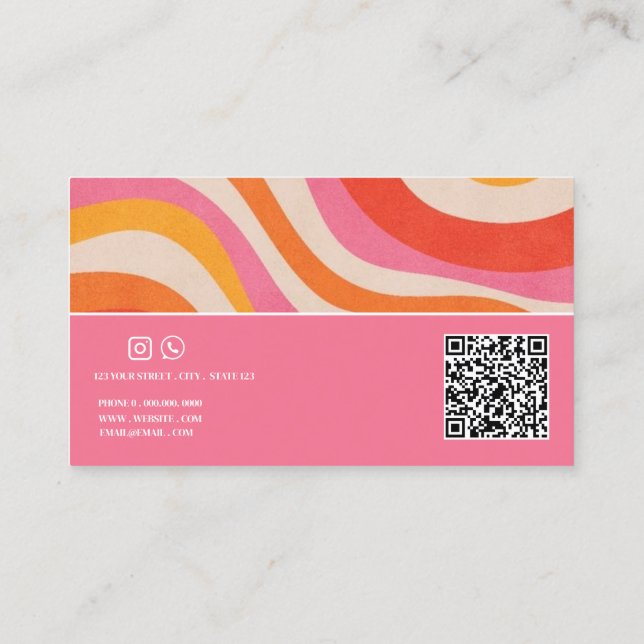 Cartão De Visita Artista de maquiagem com Código QR Groovy Funky co (Verso)