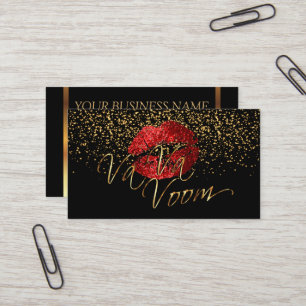 Cartão De Visita Artista de maquiagem com Confetti Dourado e Lábio