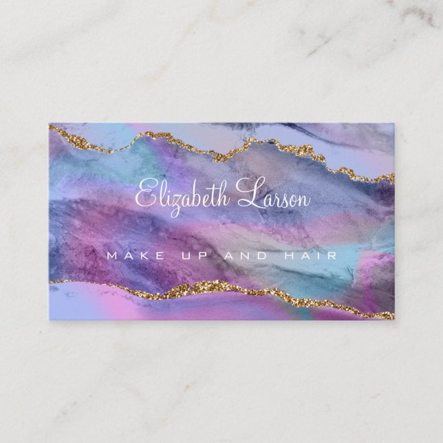 Cartão De Visita Artista de Maquiagem de Agitação Iridescente de Co (Frente)