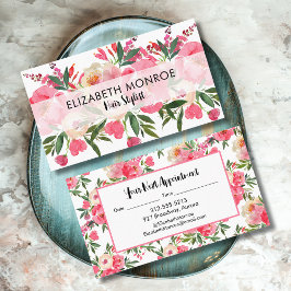 Cartão De Visita Artista De Maquiagem De Cabelo De Salão Floral