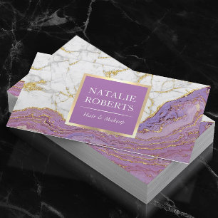 Cartão De Visita Artista de Maquiagem de Cabelo Moderno de Marble A