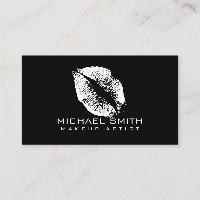 Cartão De Visita Artista de maquiagem de Lábios brancos (Frente)