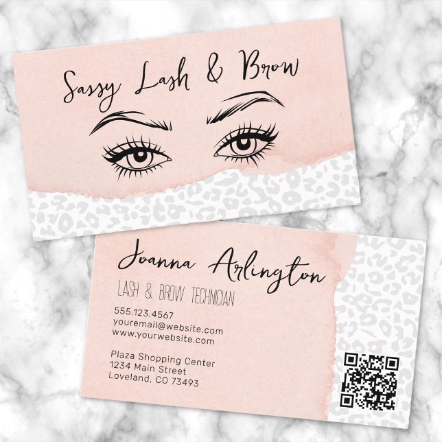 Cartão De Visita Artista de Maquiagem de Lash Rosa-Blush (Stylish Blush Pink Lash Makeup Artist Business Card)