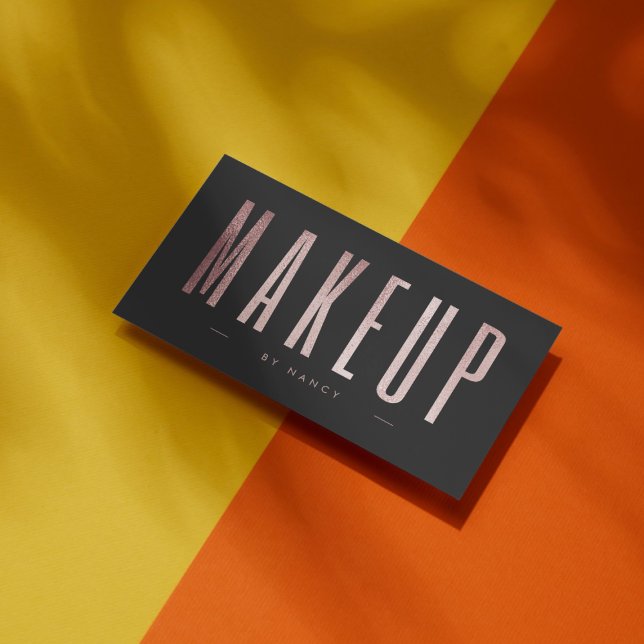 Cartão De Visita Artista de Maquiagem de Literatura Dourada rosa (Criador carregado)