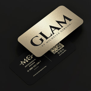 Cartão De Visita Artista de Maquiagem de Luxo Glam Preto Falso Dour