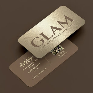 Cartão De Visita Artista de Maquiagem de Luxo Glamour Marrom Dourad