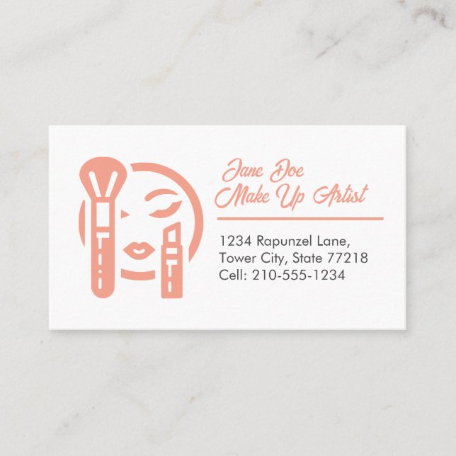 Cartão De Visita Artista de maquiagem de Modelo personalizável (Frente)