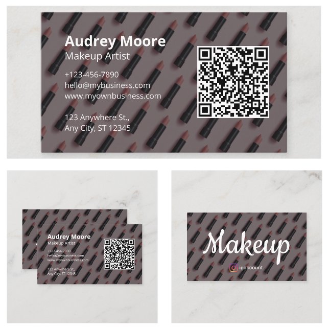 Cartão De Visita Artista de maquiagem de Modelos de aparência profi (Modern Professional Look Templates Makeup Artist Business Card
)