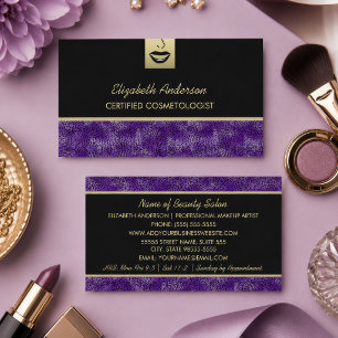 Cartão De Visita Artista de Maquiagem de Queijo Roxo de Cosmetologi