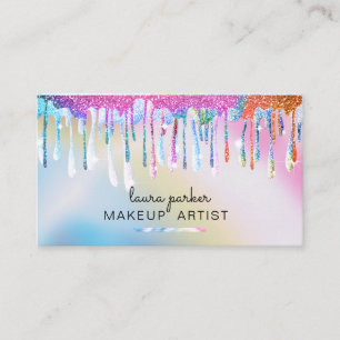 Cartão De Visita Artista de Maquiagem de Unicórnio com Glitter de U