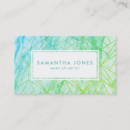 Cartão De Visita Artista de maquiagem do padrão azul verde