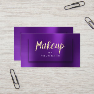 Cartão De Visita Artista de maquiagem do tipografo Ametista Dourado