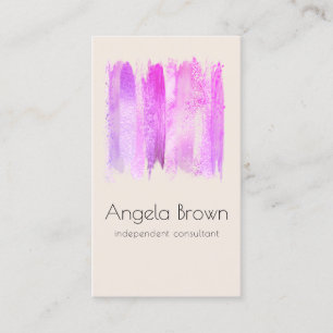 Cartão De Visita Artista de Maquiagem Elegante Bege Roxo