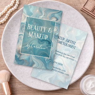 Cartão De Visita Artista de Maquiagem & Estilista de Cabelo em Márm