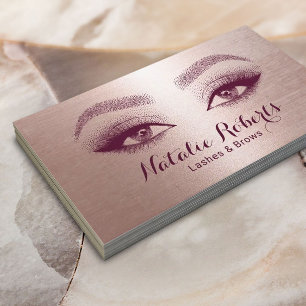 Cartão De Visita Artista de maquiagem Eyelash Blush Rosa Dourado Be