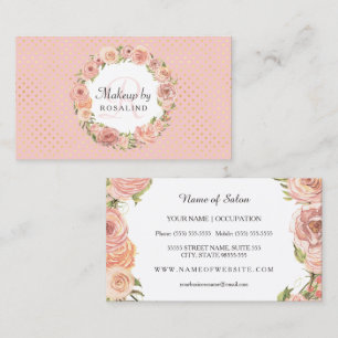 Cartão De Visita Artista de Maquiagem Floral Rosa Suave