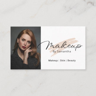 Cartão De Visita Artista de Maquiagem Foto Pincelada de Blush Scrip