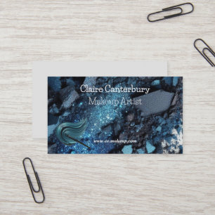 Cartão De Visita Artista de Maquiagem Glam Azul Vibrante