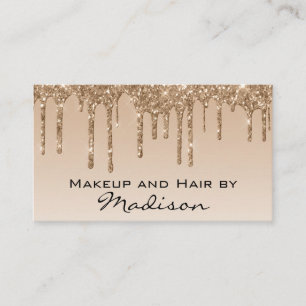 Cartão De Visita Artista de Maquiagem Glam Gold Dripping Glitter Dr