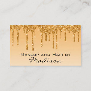 Cartão De Visita Artista de Maquiagem Glam Gold Dripping Glitter Dr