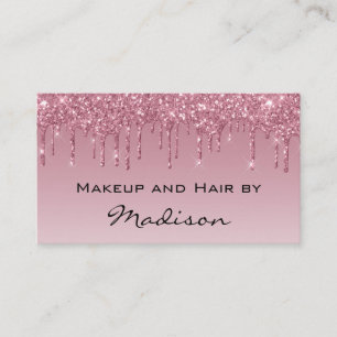 Cartão De Visita Artista de Maquiagem Glam Purple Rose Gold Glitter