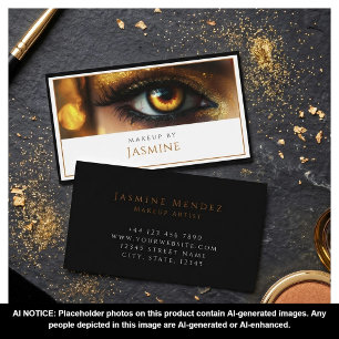 Cartão De Visita Artista de Maquiagem Glamourosa com Brilho Dourado