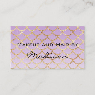 Cartão De Visita Artista de Maquiagem Lantejoulas Mermaid Roxo & Do