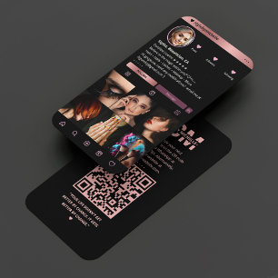 Cartão De Visita Artista de maquiagem legante Instagram Black RoseG