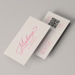 Cartão De Visita Artista de Maquiagem Minimalista Script Rosa Areia