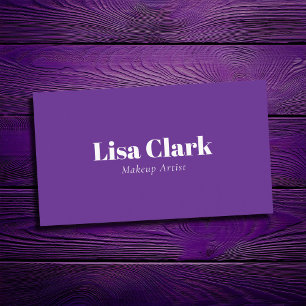 Cartão De Visita Artista de Maquiagem Minimalista Sólido Roxo e Bra