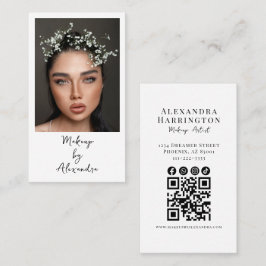 Cartão De Visita Artista de Maquiagem Moderna Foto Elegante Script