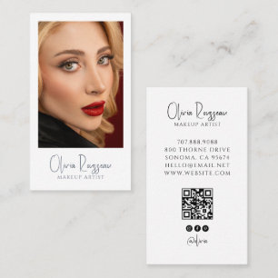 Cartão De Visita Artista de Maquiagem Moderna Foto QR Code Mídia So