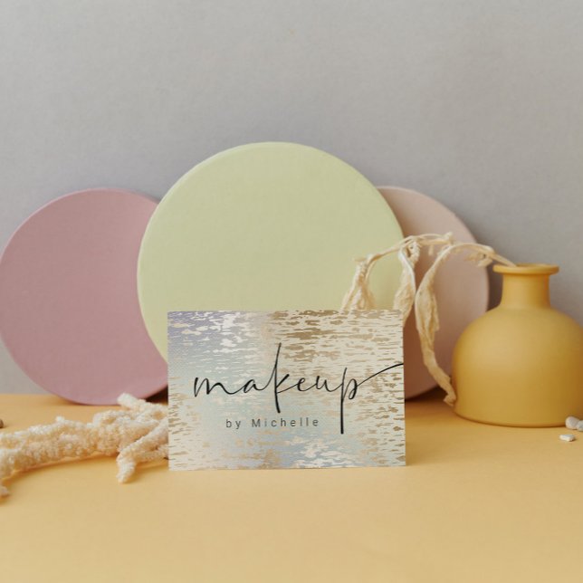 Cartão De Visita Artista de Maquiagem Moderna Texturizada Iridescen (Criador carregado)