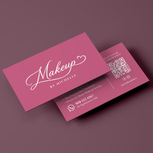 Cartão De Visita Artista de Maquiagem Nupcial de Luxo Roteiro Rosa