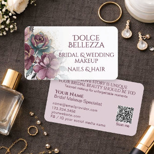 Cartão De Visita Artista de Maquiagem Nupcial Floral Roxa Luxuosa
