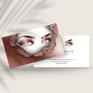 Cartão De Visita Artista de maquiagem Olhos de sobrancelha Rosa Dou