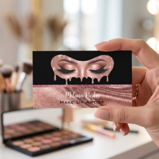 Cartão De Visita Artista de Maquiagem Olhos Drip Glitter Rosa Glam