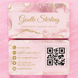 Cartão De Visita Artista de Maquiagem Permanente Código QR Ágata Ro