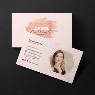 Cartão De Visita Artista de Maquiagem Pink Brown Cílios Sobrancelha